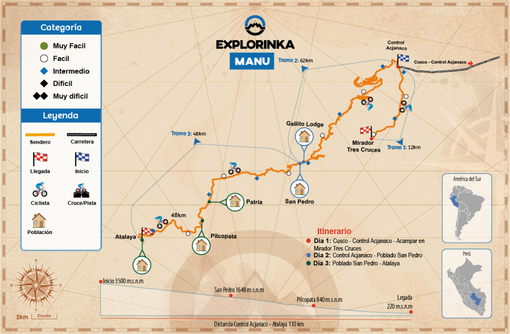 Mapa Tour Manu - Manu Tour Map
